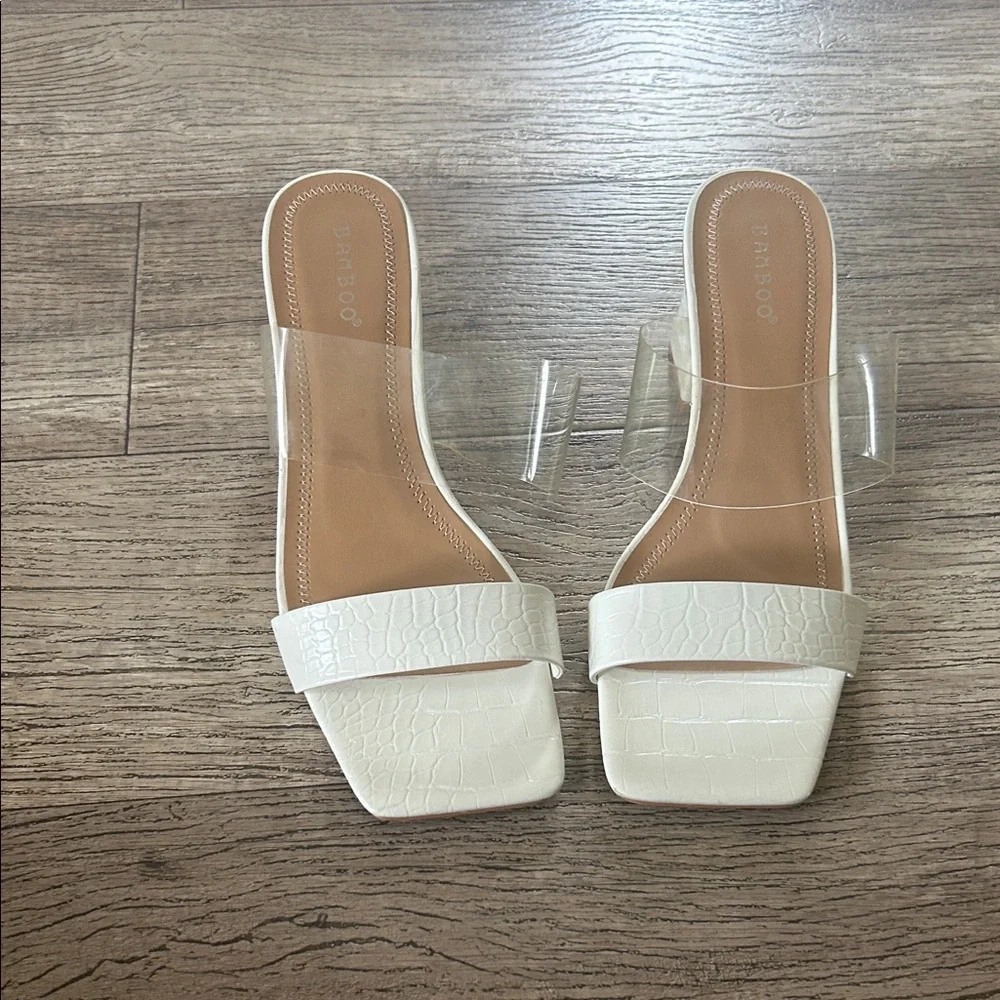 BAMBOO White Croc-Embossed Heels - Picture 3 of 12